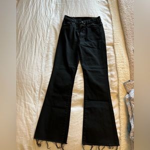 Mother black cropped frey jeans